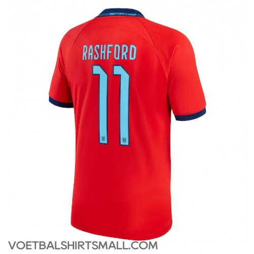 Engeland Marcus Rashford #11 Voetbalkleding Uitshirt WK 2022 Korte Mouwen